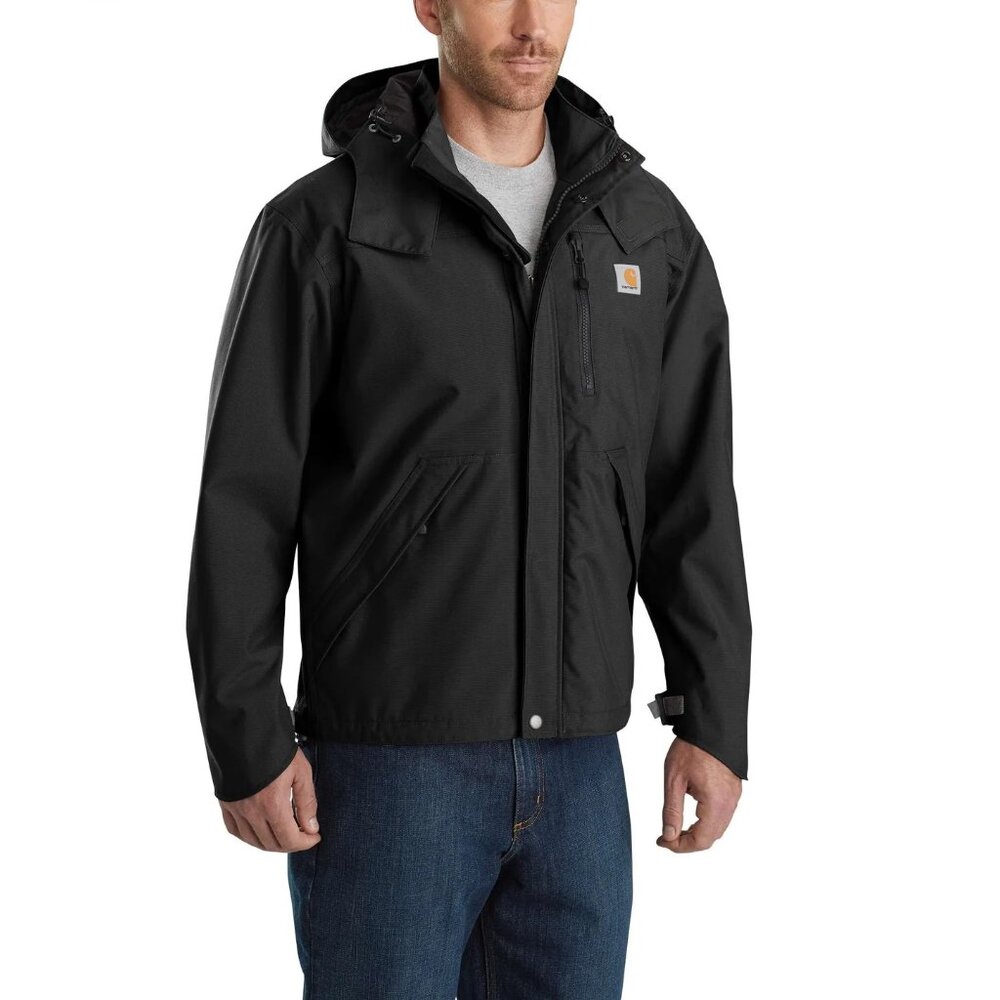 NWT Carhartt Men's Storm Defender Shoreline Waterproof Jacket Black Sz Lg